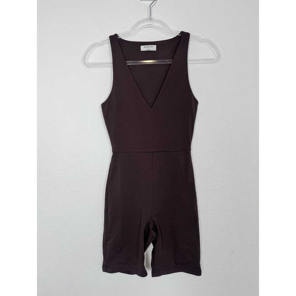 Aritzia Babaton Contour Jumpsuit Bodysuit Women’s Small Brown Sleeveless V-neck